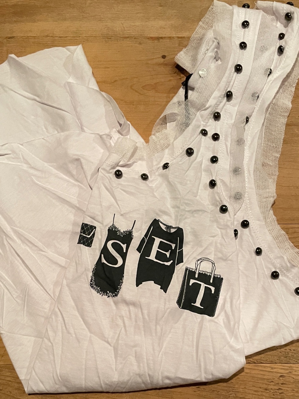 NWT Twin Set Simona Barbieri studded 💯 cotton tank Italian Luxury Brand S
